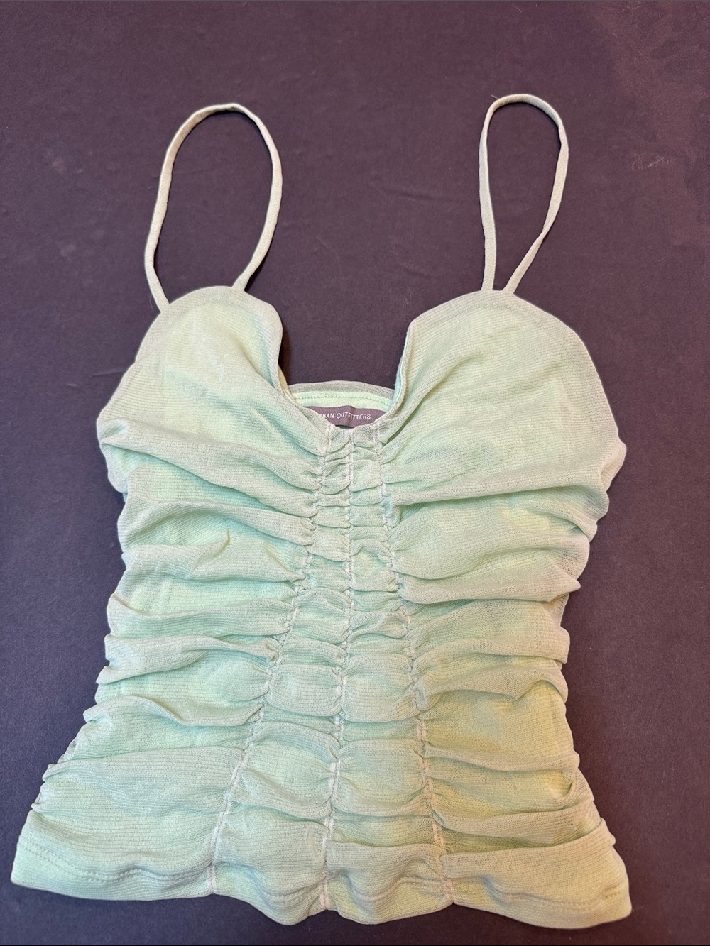 Urban Outfitters Light Mint Ruched Spaghetti Strap Camisole